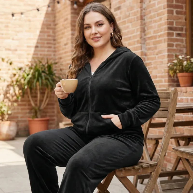 he39ibella Sporty | Conjunto casual de terciopelo de 2 piezas