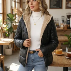 he47ibella Jaqueta curta com forro de lã Carmen